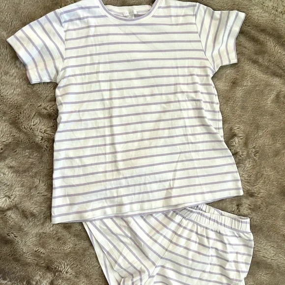 Striped LAKE Pajamas in Purple and White - Picture 2 of 2